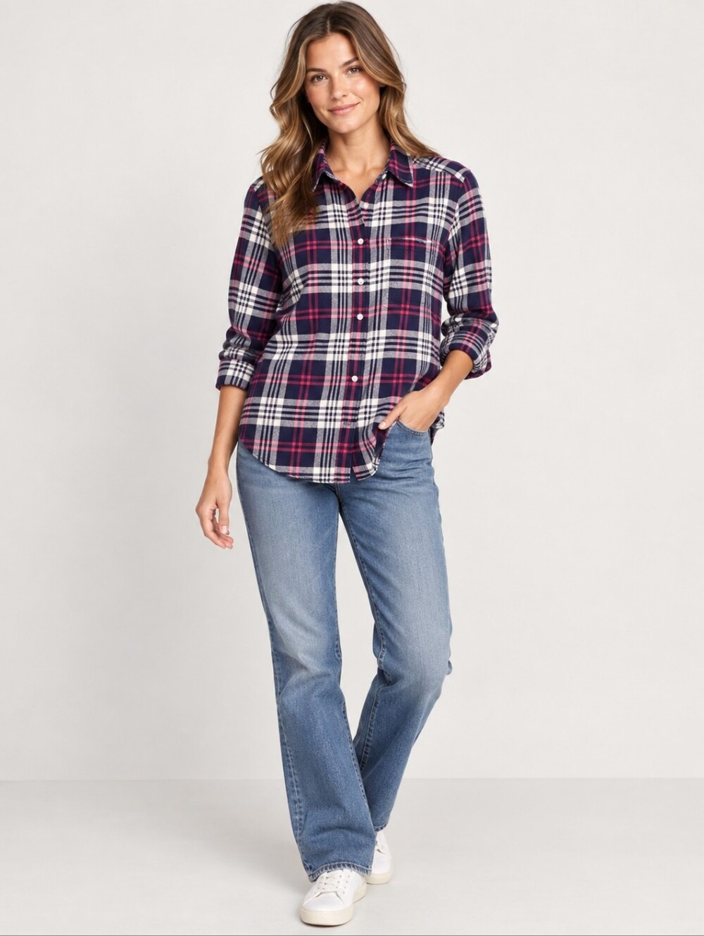 ❤ BANANA REPUBLIC BUTTON DOWN WASH PLAID COTTON SHIRT, SMALL.